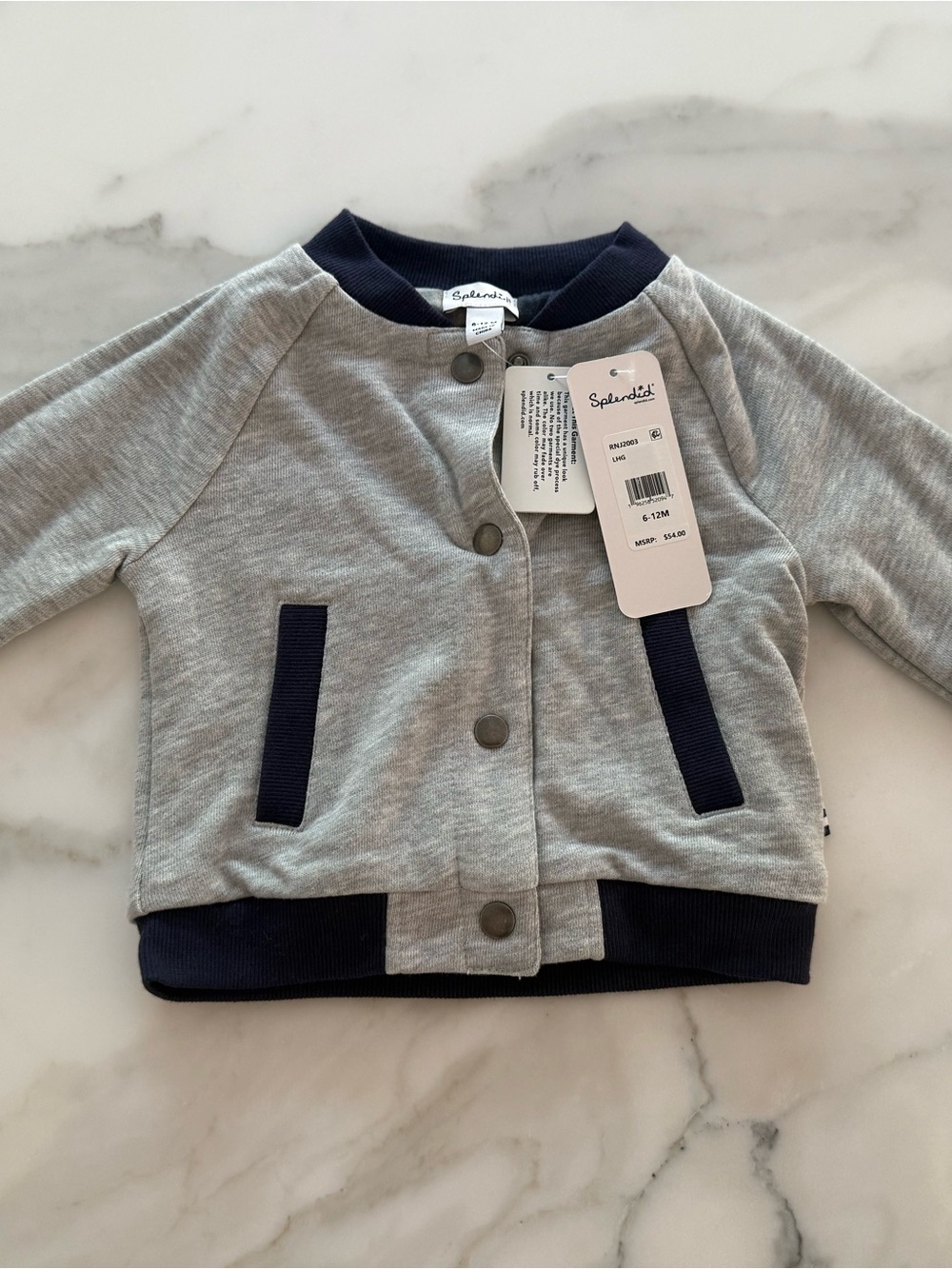 NWT Splendid Grey and Navy Baby Snap-Front Jacket